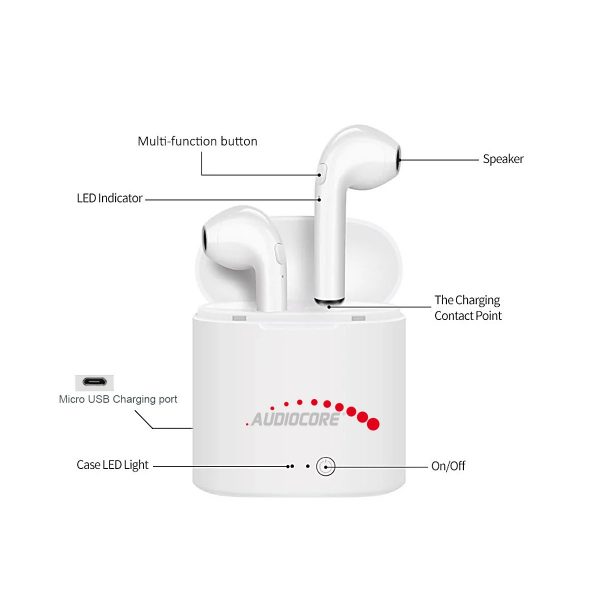 Langattomat kuulokkeet mikrofonilla ja latauskotelolla, Bluetooth 5.0, Android/iOS
