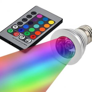 LED-valo, 16 väriä, kaukosäätimellä, kirkkauden säätö, E27