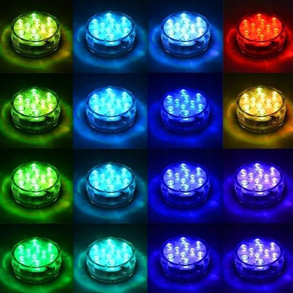 2 kpl vedenpitävä LED-valo kaukosäätimellä, 16 väriä