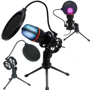 USB-Studiomikrofoni RGB-valaistuksella