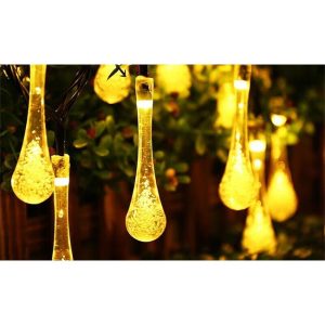 Aurinkokäyttöinen LED-valosarja 785 cm | 40 LEDiä, pisaranmuotoiset, IP44 | Hämäräkytkimellä