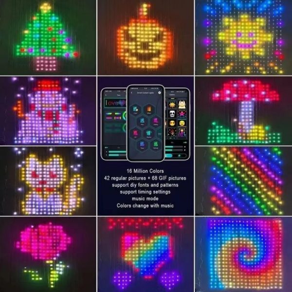 Älykkäät LED-verhovalot 2x2 m | 400 RGB-LEDiä, sovellusohjaus, musiikki-synkronointi & dynaamiset valotehosteet - Image 4