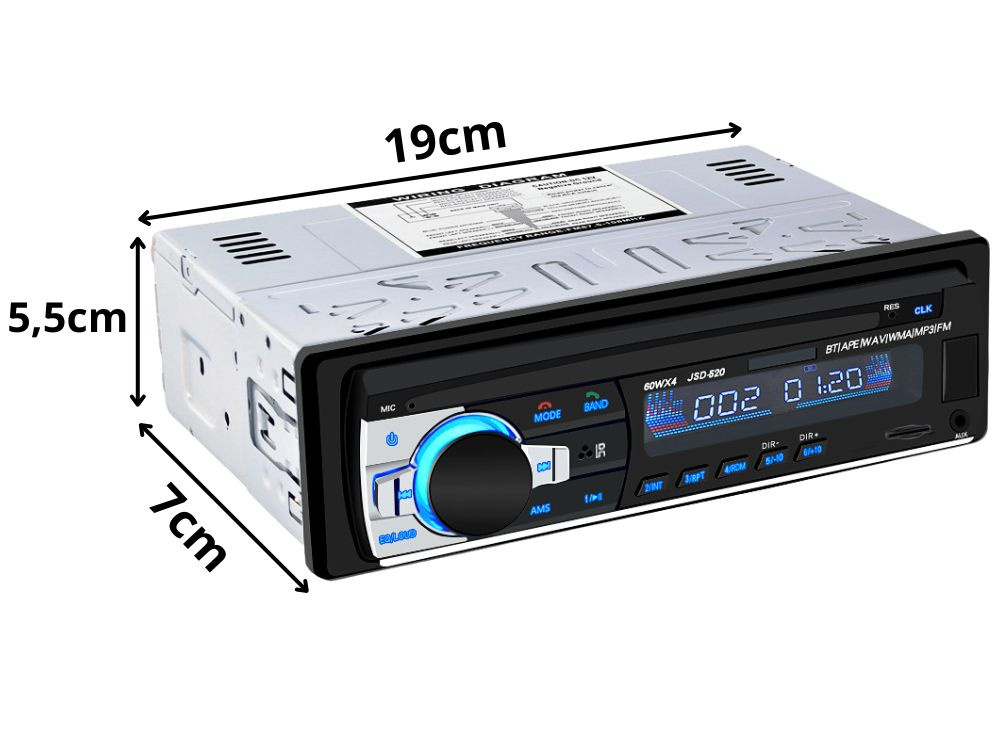 Autoradio Bluetooth USB AUX SD 1-DIN 4 X 60 W - Image 5