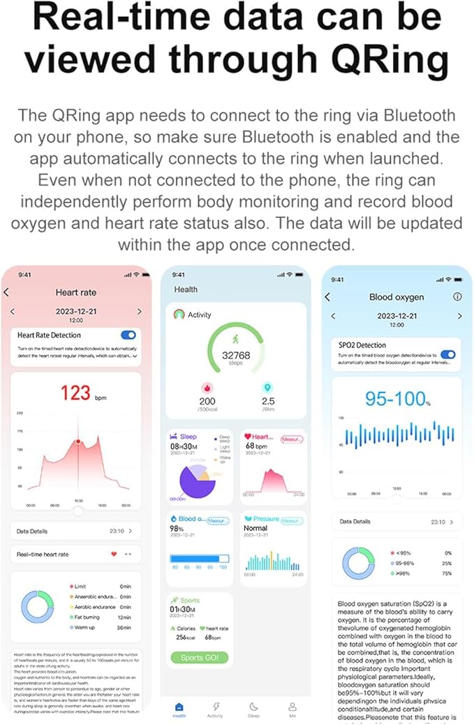 Älysormus, unenseuranta, syke, happisaturaatio, verenpaine jne. Bluetooth, koko 11 - Image 5