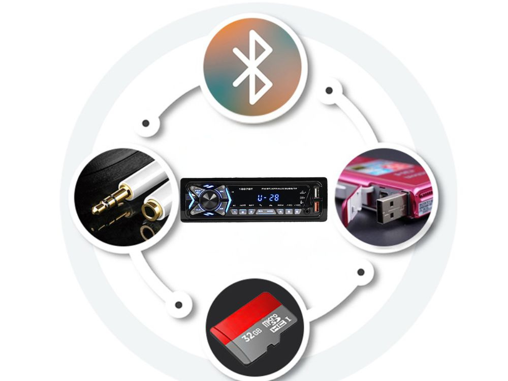 Autoradio Bluetooth USB AUX SD 1-DIN 4 X 25 W - Image 7