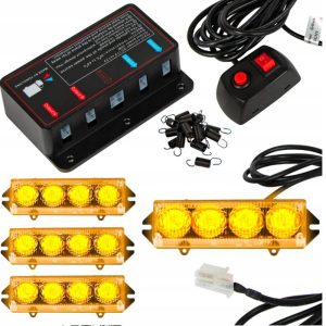 Varoitusvalot 4 kpl – 12V LED-vilkkuvalosarja, oranssi (16 W)