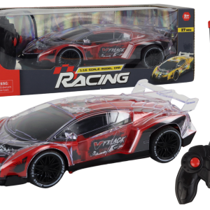 RC-urheiluauto 1:16 – punaiset valot, suojakupu, dynaamiset liikkeet