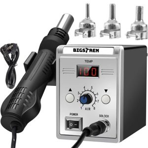 Kuumailmajuotin – 700 W juotinasema säädettävällä lämpötilalla ja ilmavirtauksella