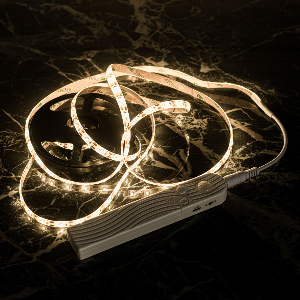 LED-nauha 2 m – paristo-käyttöinen liiketunnistimella, lämmin valkoinen - Image 5