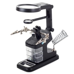 Kolmas käsi suurennuslasilla 3x / 4,5x / 25x ja 10 SMD-LED-valolla