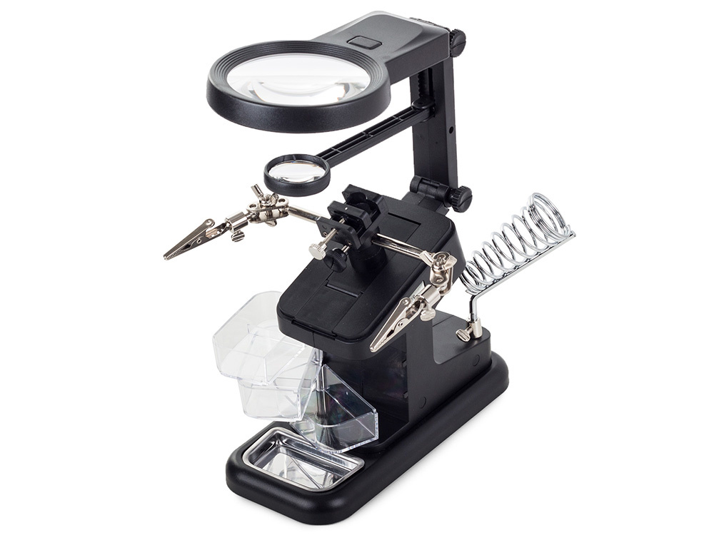 Kolmas käsi suurennuslasilla 3x / 4,5x / 25x ja 10 SMD-LED-valolla - Image 3