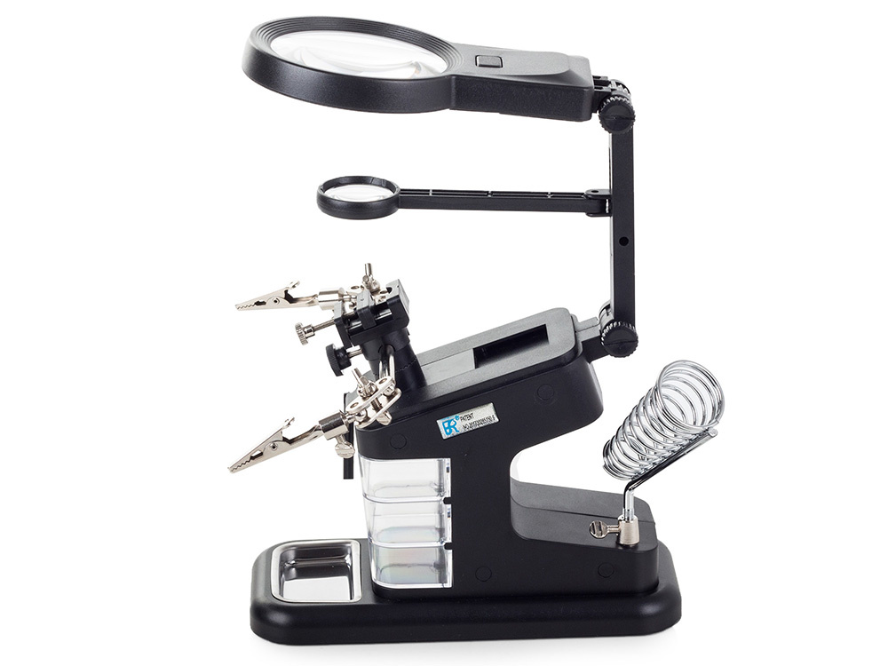 Kolmas käsi suurennuslasilla 3x / 4,5x / 25x ja 10 SMD-LED-valolla - Image 7