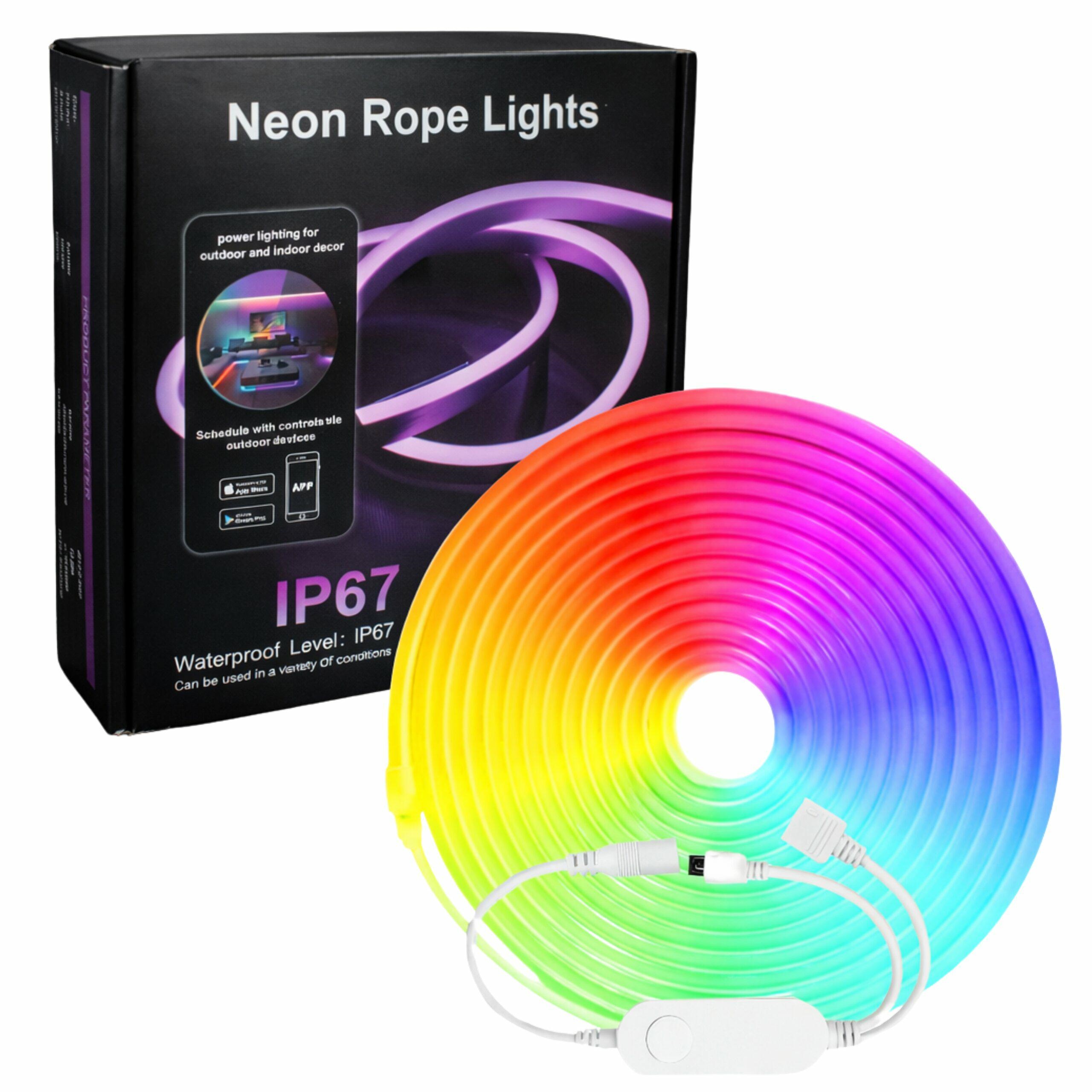 Neon RGB LED-Nauha 15M – Bluetooth, kaukosäädin, IP67, 24V