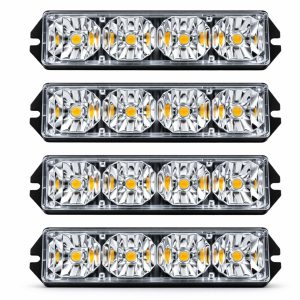 LED-Varoitusvilkku-valo 12V oranssi – 4 kpl sarja, 10 tilaa, ohjain (30W)