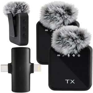 Langattomat nappimikrofonit 2 kpl – USB-C & Lightning, Plug & Play