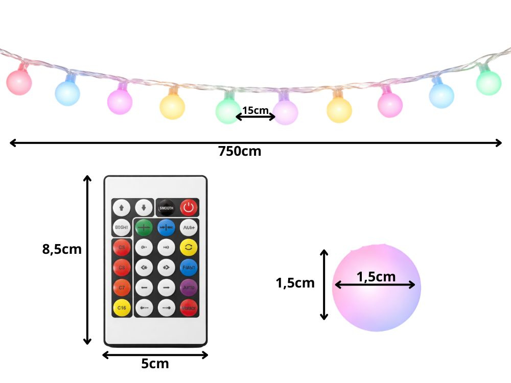 RGB LED -valosarja USB-liitännällä – sovellus- ja kaukosäädettävä (7,5 m, 50 LEDiä) - Image 7