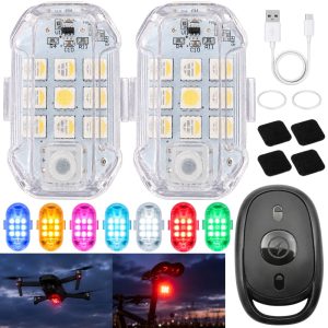 Langattomat RGB LED-vilkkuvalot kaukosäätimellä – 2 kpl, 7 väriä, USB-ladattavat