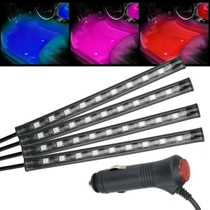 RGB LED -sisävalaistus autoon – 4 LED-listaa ja kaukosäädin