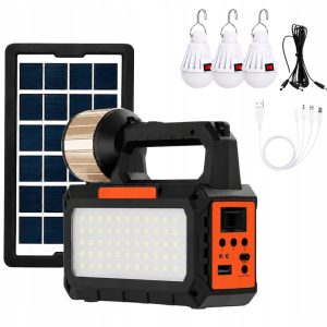 LED-retkivalaisin radiolla, Bluetoothilla ja aurinkopaneelilla