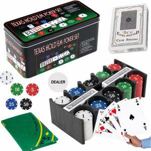 Texas Poker -setti – 200 pelimerkkiä, pelikortit ja pelialusta