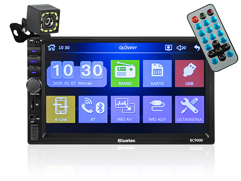 2DIN Bluetooth -autoradio 7" kosketusnäytöllä – Mirror Link, RDS ja peruutuskamera