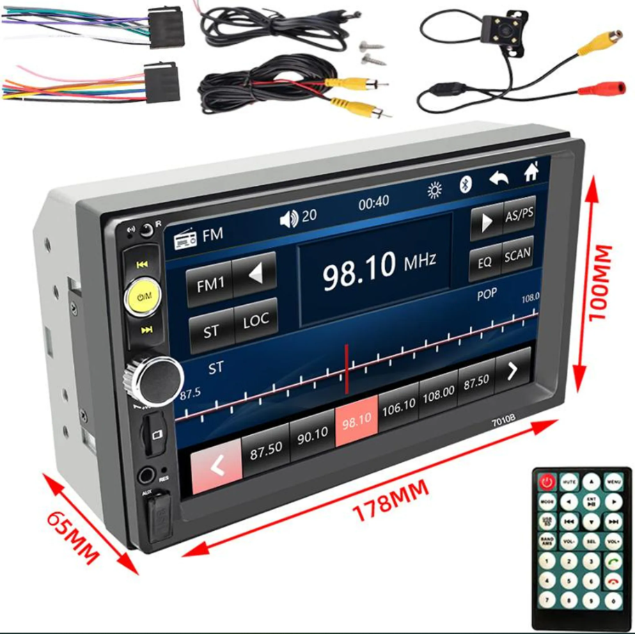 2DIN Bluetooth -autosoitin 7" kosketusnäytöllä, USB ja peruutuskamera - Image 3