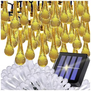 Aurinko-käyttöinen LED-valosarja 1050 cm | 100 LEDiä, pisaran-muotoiset, hämäräkytkin