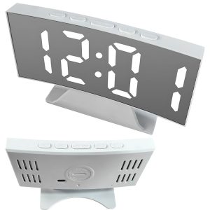 Digitaalinen LED-herätyskello lämpömittarilla ja peilinäytöllä