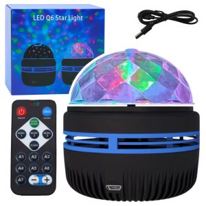 RGB LED -projektorivalaisin USB – 360° discovalo kaukosäätimellä