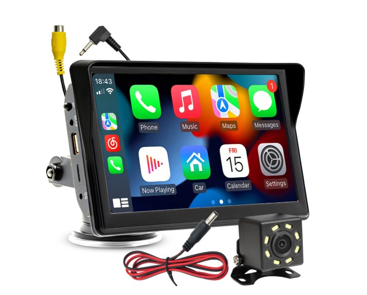 7” autoradion kosketusnäyttö – CarPlay, Android Auto, Bluetooth ja peruutuskamera