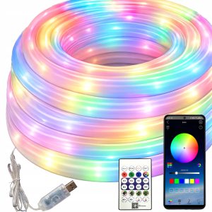 10 m RGB Neon LED -valonauha – Bluetooth, sovellus ja kaukosäädin, USB