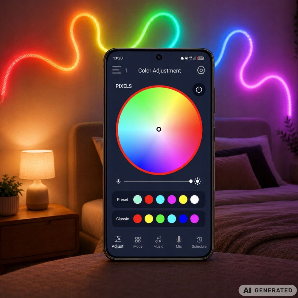 5 m RGB Neon LED -valonauha IP67 – Dream Color, sovellus, kaukosäädin ja ajastin - Image 10