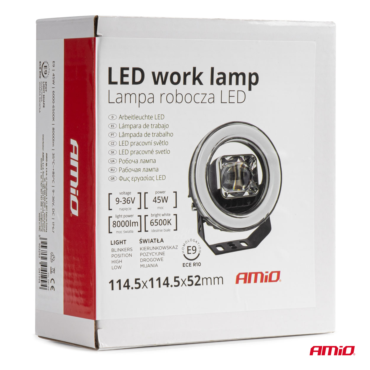 LED-työvalo 45W 6500K 8000 lm, 9–36V – AMiO - Image 11