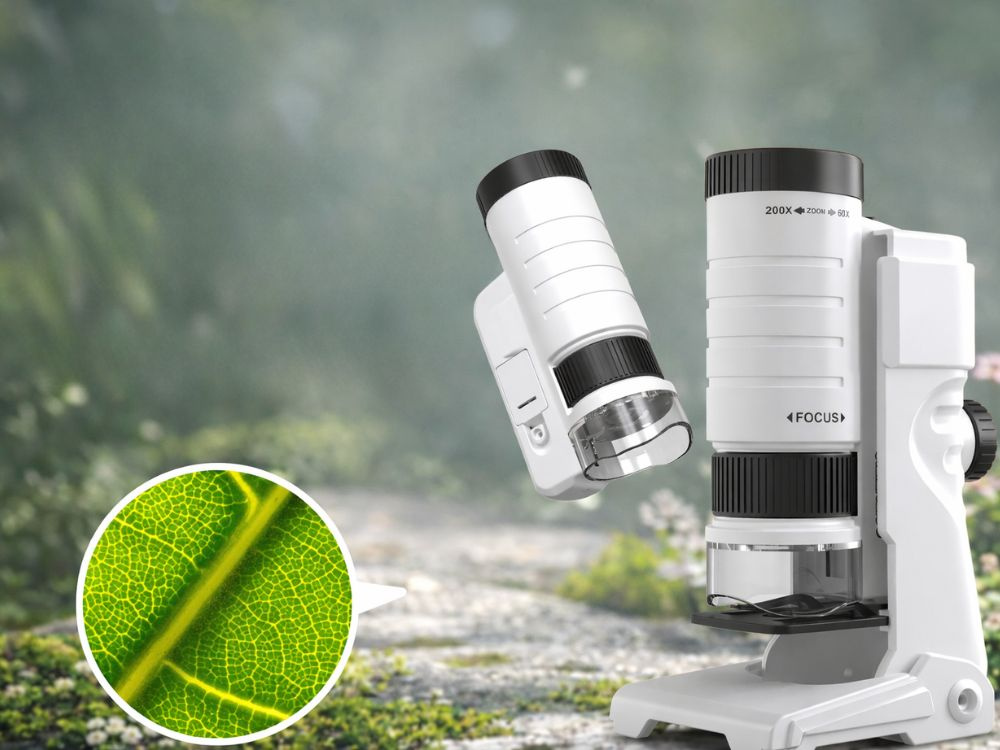 Kompakti mikroskooppi puhelimeen – 60–200x suurennus ja LED/UV-valo - Image 3