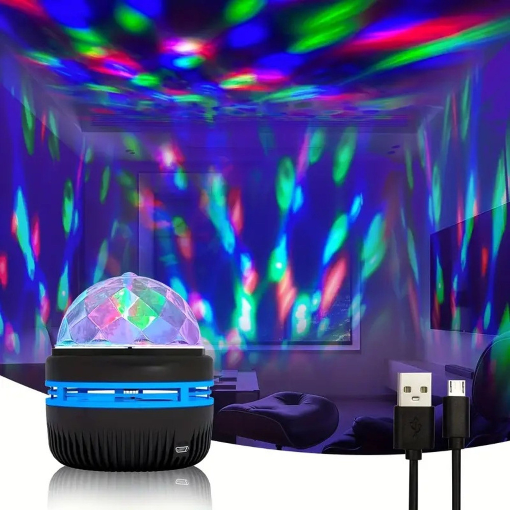 RGB LED -projektorivalaisin USB – 360° discovalo kaukosäätimellä - Image 4