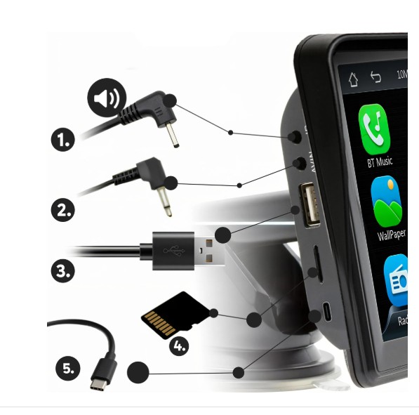 7” autoradion kosketusnäyttö – CarPlay, Android Auto, Bluetooth ja peruutuskamera - Image 4