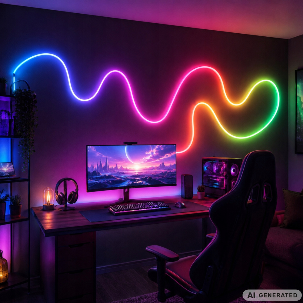 5 m RGB Neon LED -valonauha – Bluetooth, sovellus ja kaukosäädin, USB - Image 4