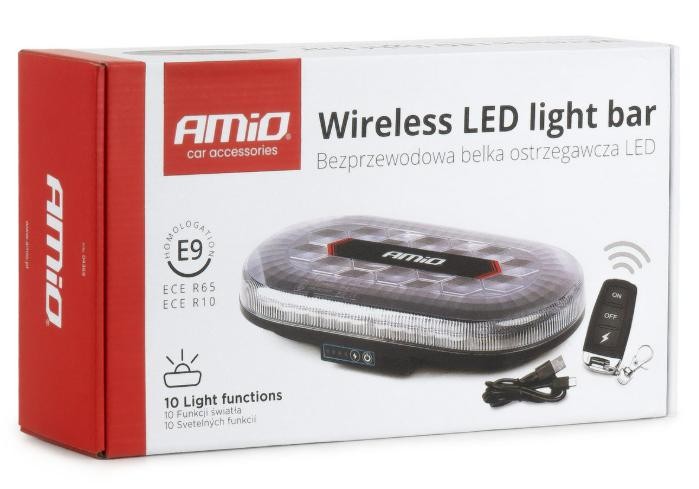 Langaton LED-huomiovalo kaukosäätimellä 12/24 V, 26 W – AMiO - Image 5