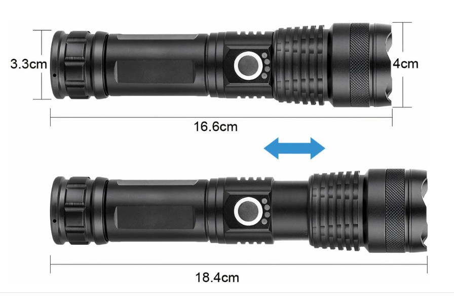Ladattava LED-taskulamppu Zoom – 500 lm, 330 m, USB-lataus ja IPX5 - Image 6