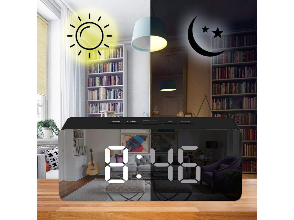 Digitaalinen LED-herätyskello lämpömittarilla ja peilinäytöllä - Image 7