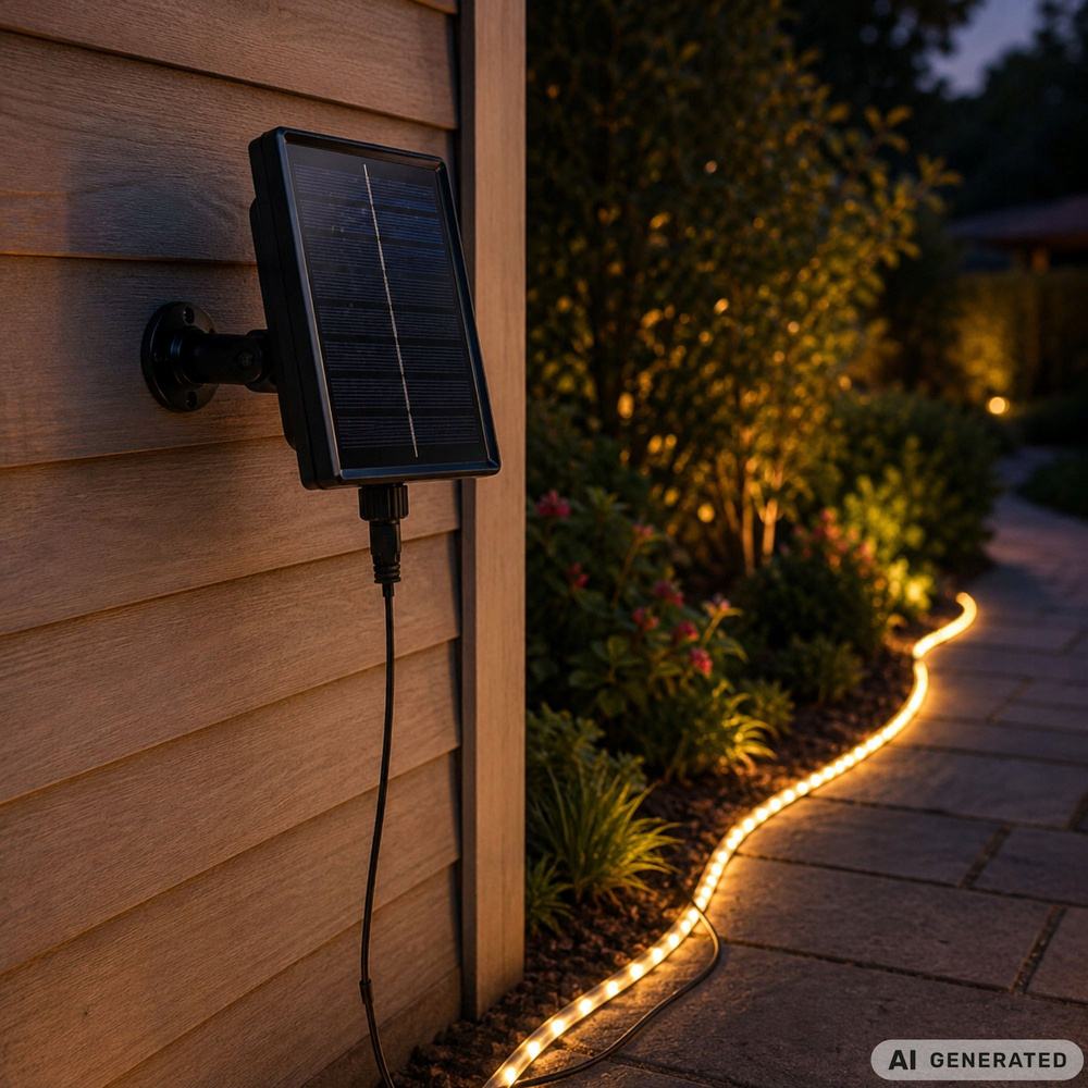 5 m aurinkokenno-käyttöinen RGB LED -valonauha IP65 – kaukosäädin ja ajastin - Image 8