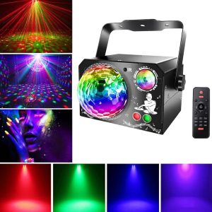 RGB-lavalaser-projektori – LED-, laser- ja pyörivä valopalloefekti
