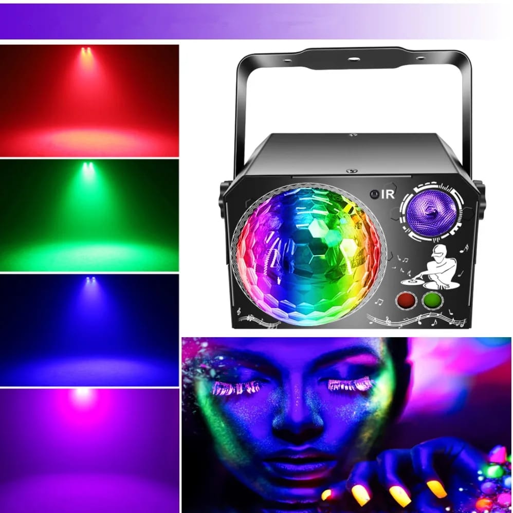 RGB-lavalaser-projektori – LED-, laser- ja pyörivä valopalloefekti - Image 3