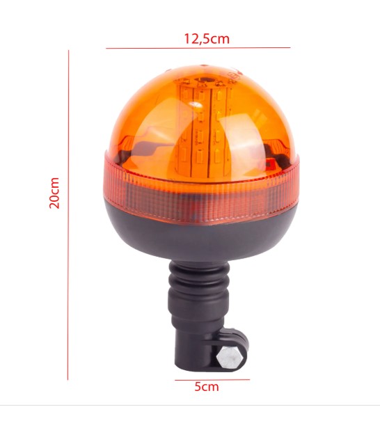 Pyörivä varoitusmajakka 12/24 V – oranssi LED-varoitusvalo - Image 4