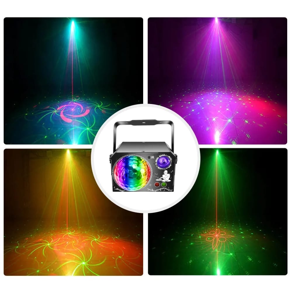 RGB-lavalaser-projektori – LED-, laser- ja pyörivä valopalloefekti - Image 5