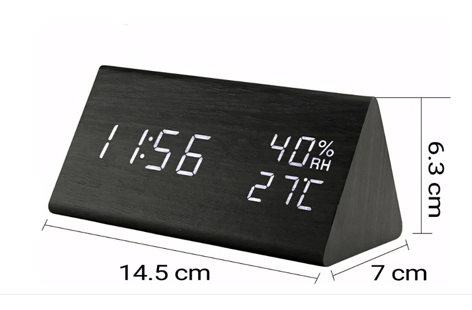LED-digitaalinen herätyskello – lämpötila- ja kosteusnäyttö, 3 hälytystä - Image 6