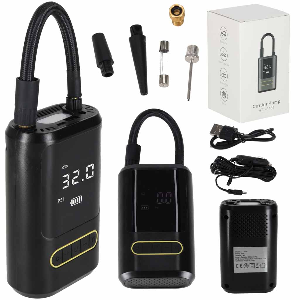 Sähköinen minikompressori ja rengaspumppu – USB-C, varavirtalähde, LED-valo