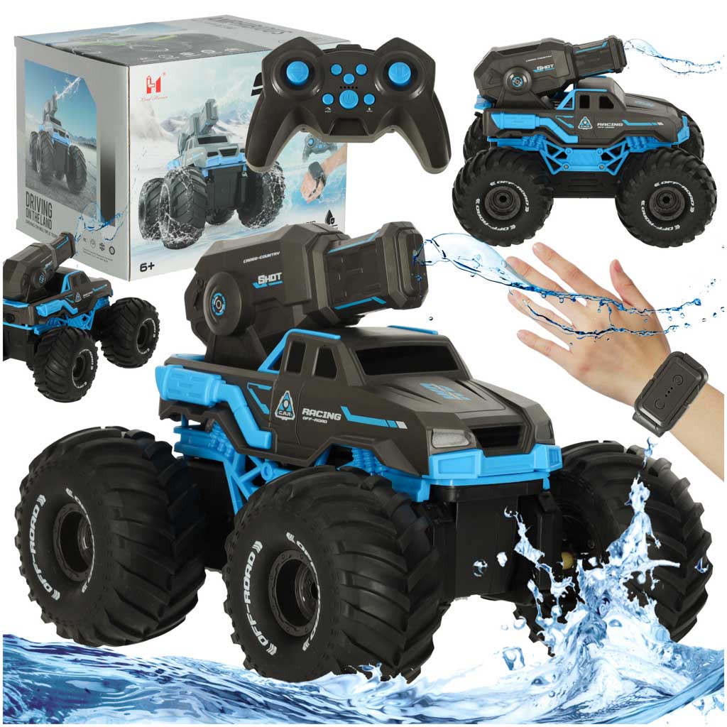 RC-auto vesitykillä – eleohjaus, 2 kaukosäädintä, sininen